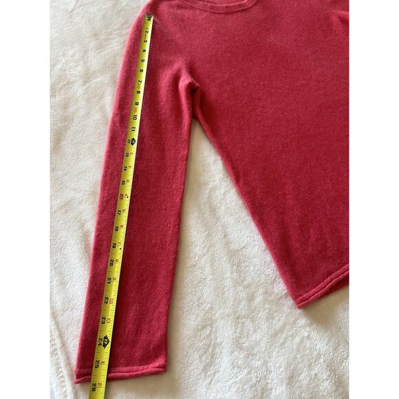 Prive Cashmere Sweater Red Knit Long Sleeve Crew Neck Pullover Sweater Sz Large - Picture 10 of 13